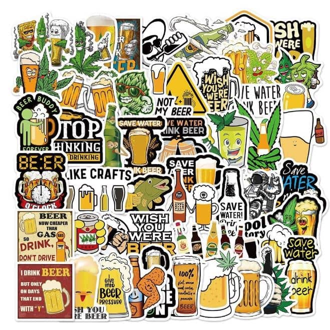 50 Mini Stickers Bière, Lot 50 Mini Autocollants Bière, Chopedebiere