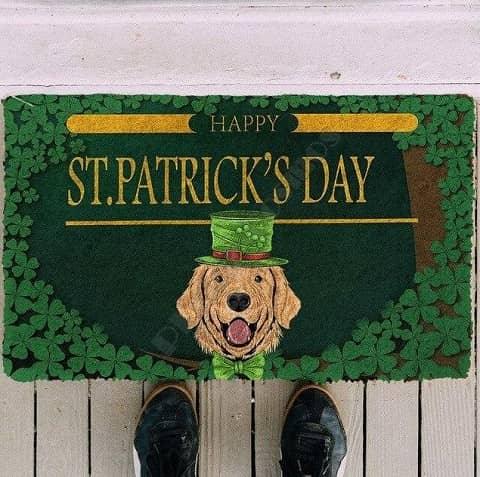 Paillasson-exterieur-chien-joyeuse-saint-patrick-noeud-papillon