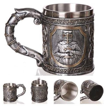 Chopes de bière médiévales chevaliers et dragons