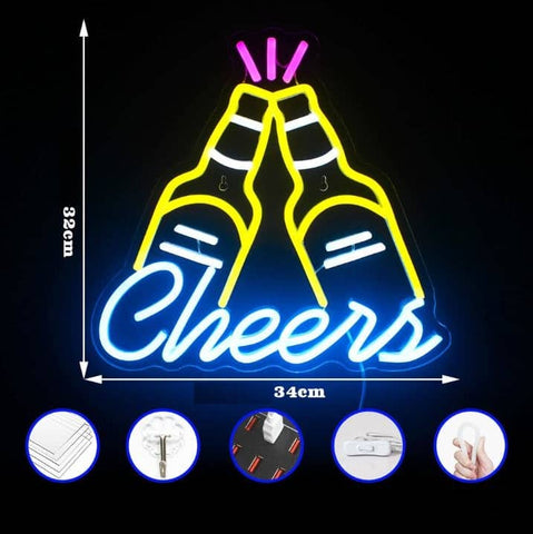 Neon-cheers-bouteilles-de-biere-dimensions
