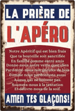 Plaque en métal décorative vintage La Prière de l'Apéro