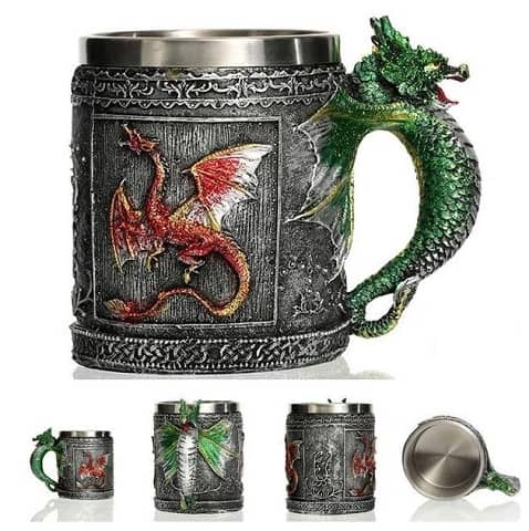 Tasse de Bière Dragon Médiévale en Acier Inoxydable - Cadeau pour Tasse de Bière Dragon Médiévale en Acier Inoxydable - Cadeau pour