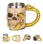 Chope De Bière Serpent D'Or Et Crâne