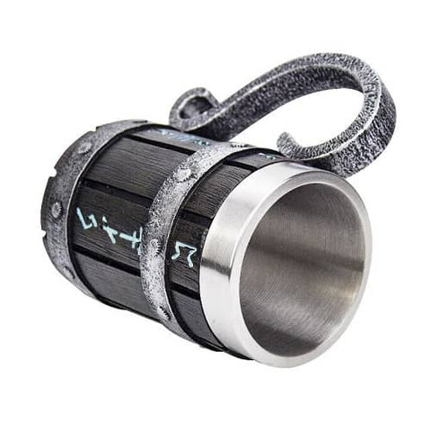 Chope à bière viking, style médiéval rétro, en acier inoxydable, avec poignée pour boissons chaudes ou froides Chope à bière viking, style médiéval rétro, en acier inoxydable, avec poignée pour boissons chaudes ou froides